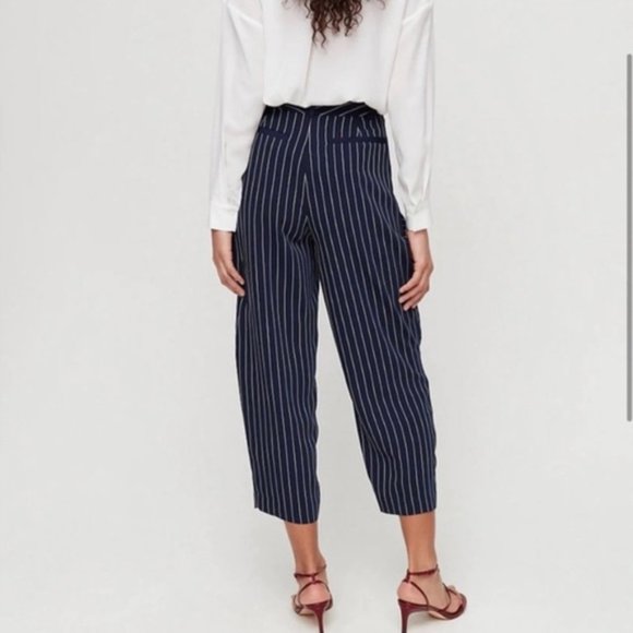 Babaton Modesto Navy Pinstripe Pants Size 0 - Picture 2 of 10